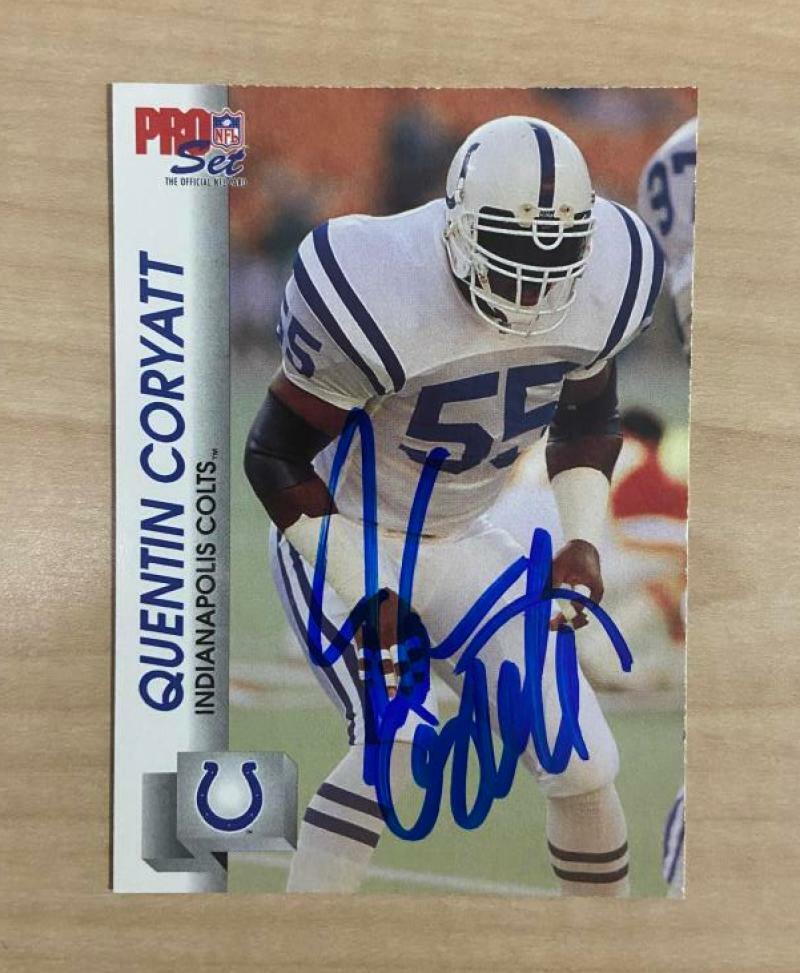 QUENTIN CORYATT INDIANAPOLIS COLTS SIGNED 1992 PRO SET CARD #522 W/COA