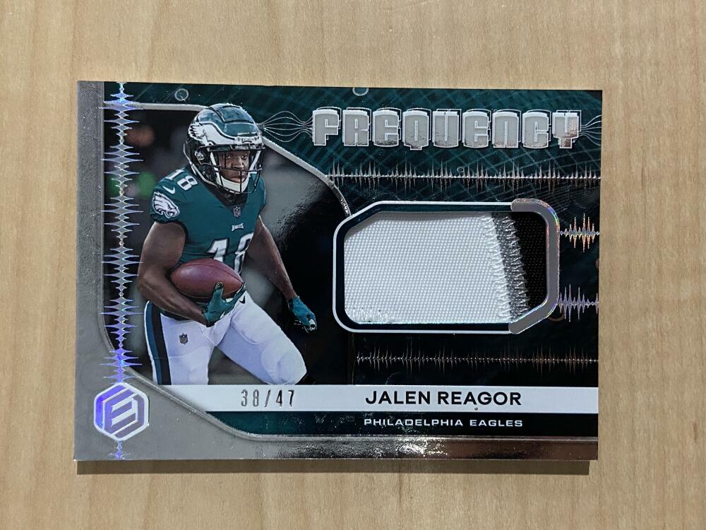 2020 ELEMENTS JALEN REAGOR FREQUENCY 3 COLOR PATCH EAGLES ROOKIE 38/47