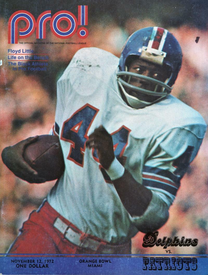 PRO PROGRAM DOLPHINS VS PATRIOTS FLOYD LITTLE 11/12/72 PERFECT SEASON