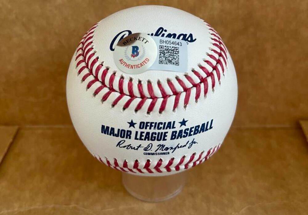 JACOB AMAYA MARLINS SIGNED AUTOGRAPHED M.L. BASEBALL BECKETT AUTH