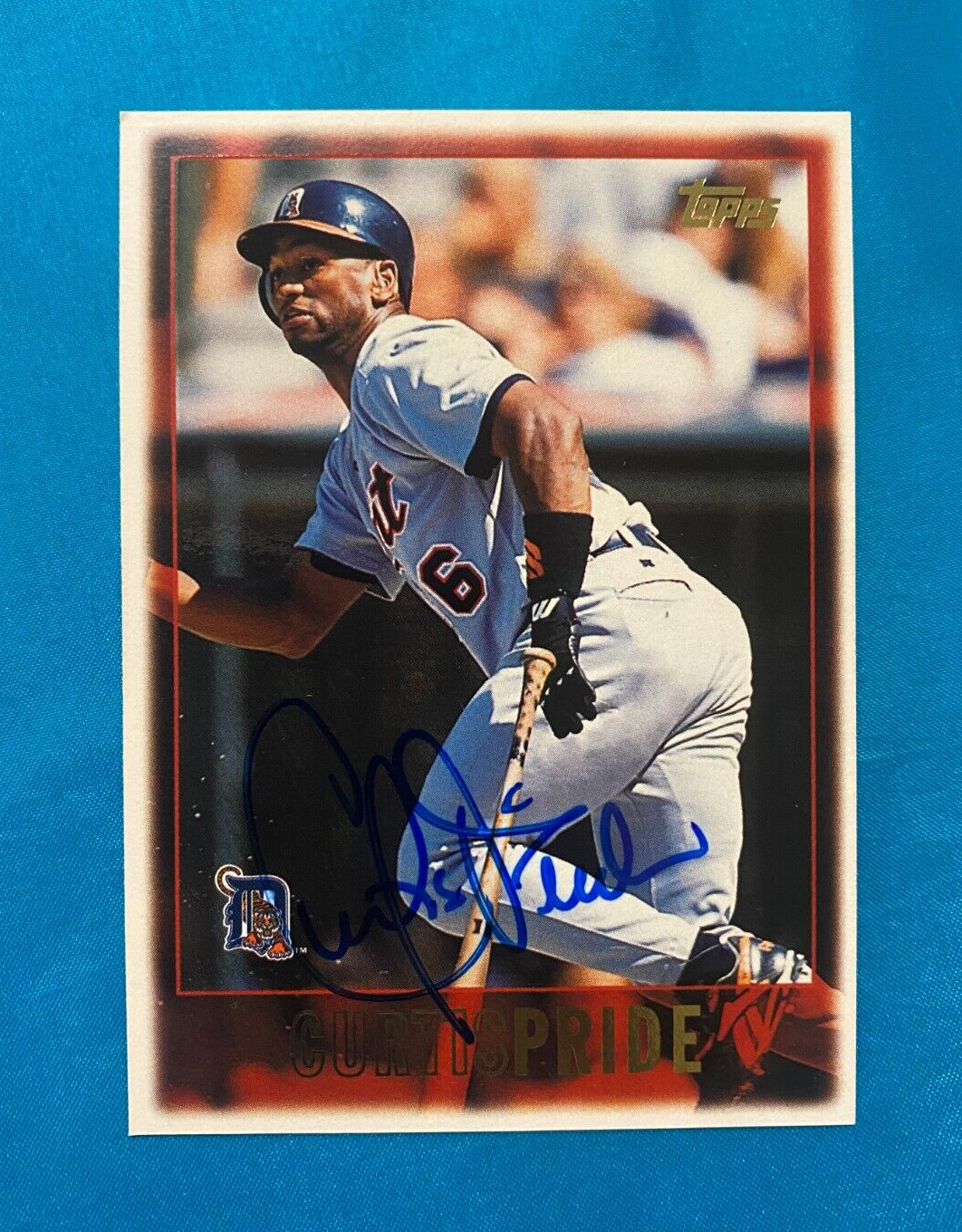 1996 TOPPS CURTIS PRIDE DETROIT TIGERS SIGNED AUTOGRAPHED AUTO CARD #376 W/COA