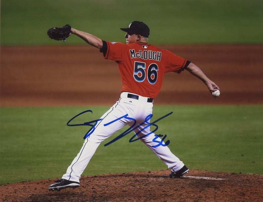 SCOTT MCGOUGH PITCHING MIAMI MARLINS SIGNED 8X10 PHOTO W/COA