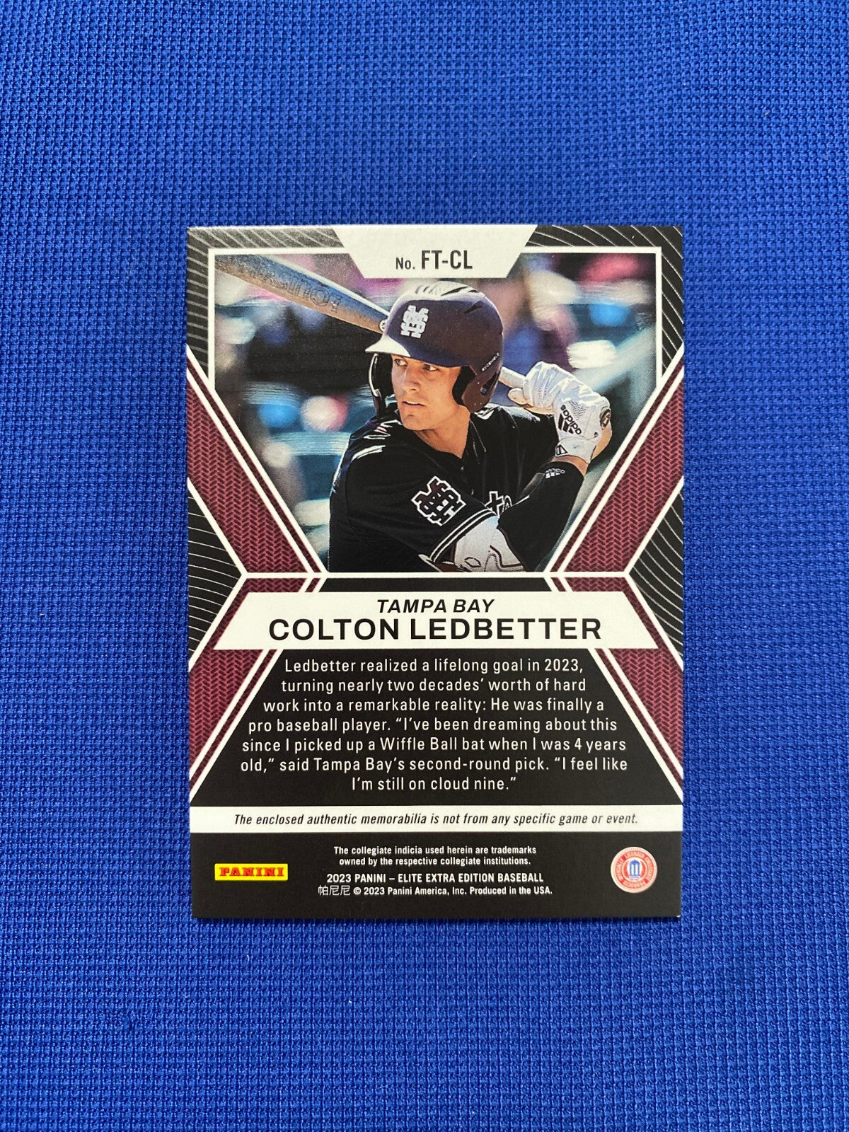 2023 ELITE EXTRA EDITION COLTON LEDBETTER FUTURE THREADS JERSEY CARD #FT-CL
