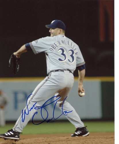WES OBERMUELLER MILWAUKEE BREWERS SIGNED 8X10 PHOTO COA