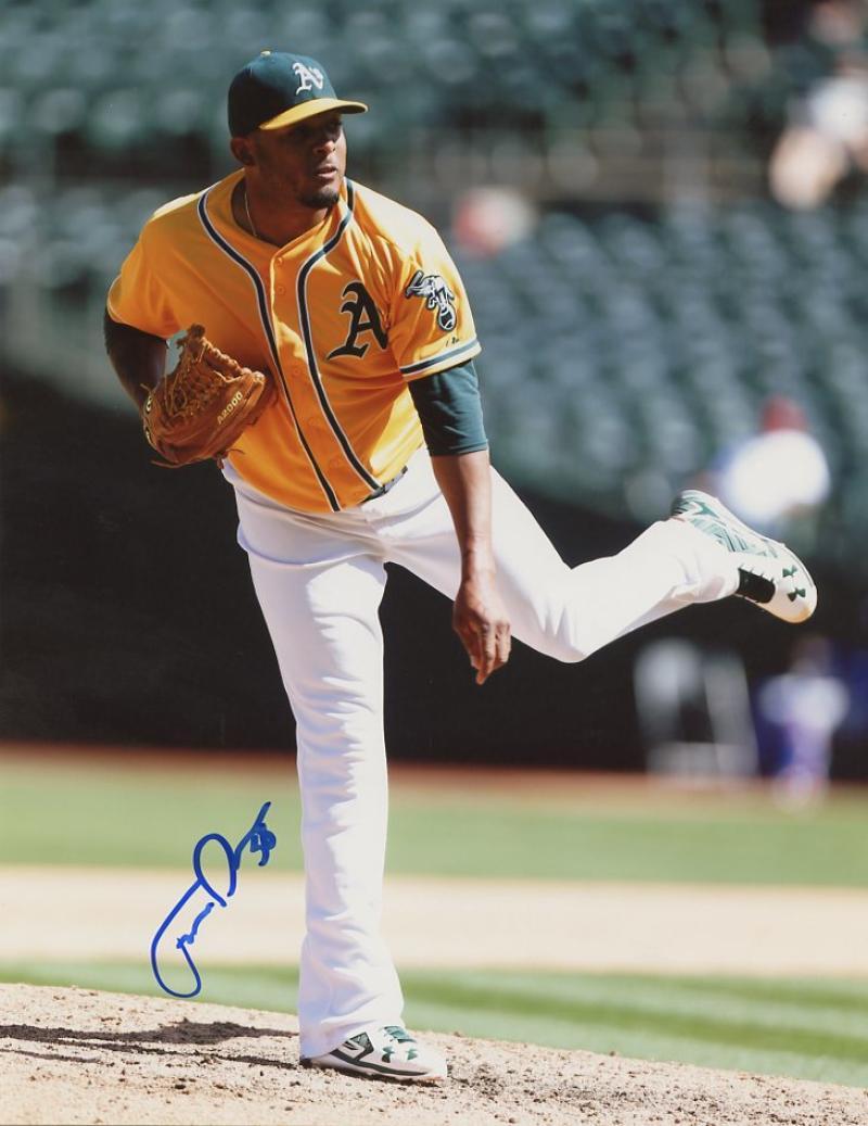 FERNANDO ABAD ACTION OAKLAND A'S SIGNED 8X10 W/COA