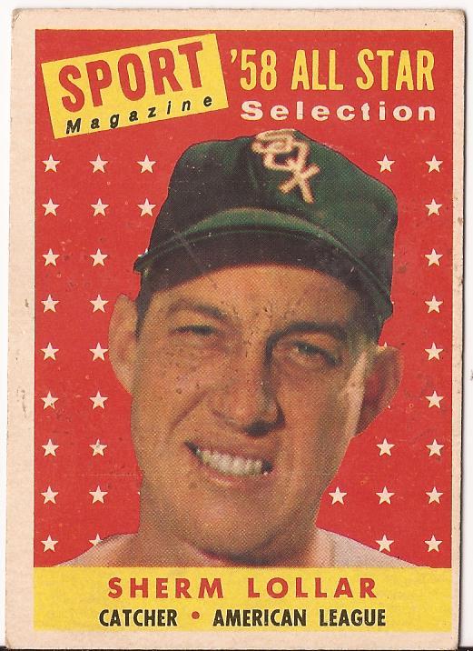 SHERM LOLLAR 1958 ALL STAR SPORT MAGAZINE TOPPS CARD #491