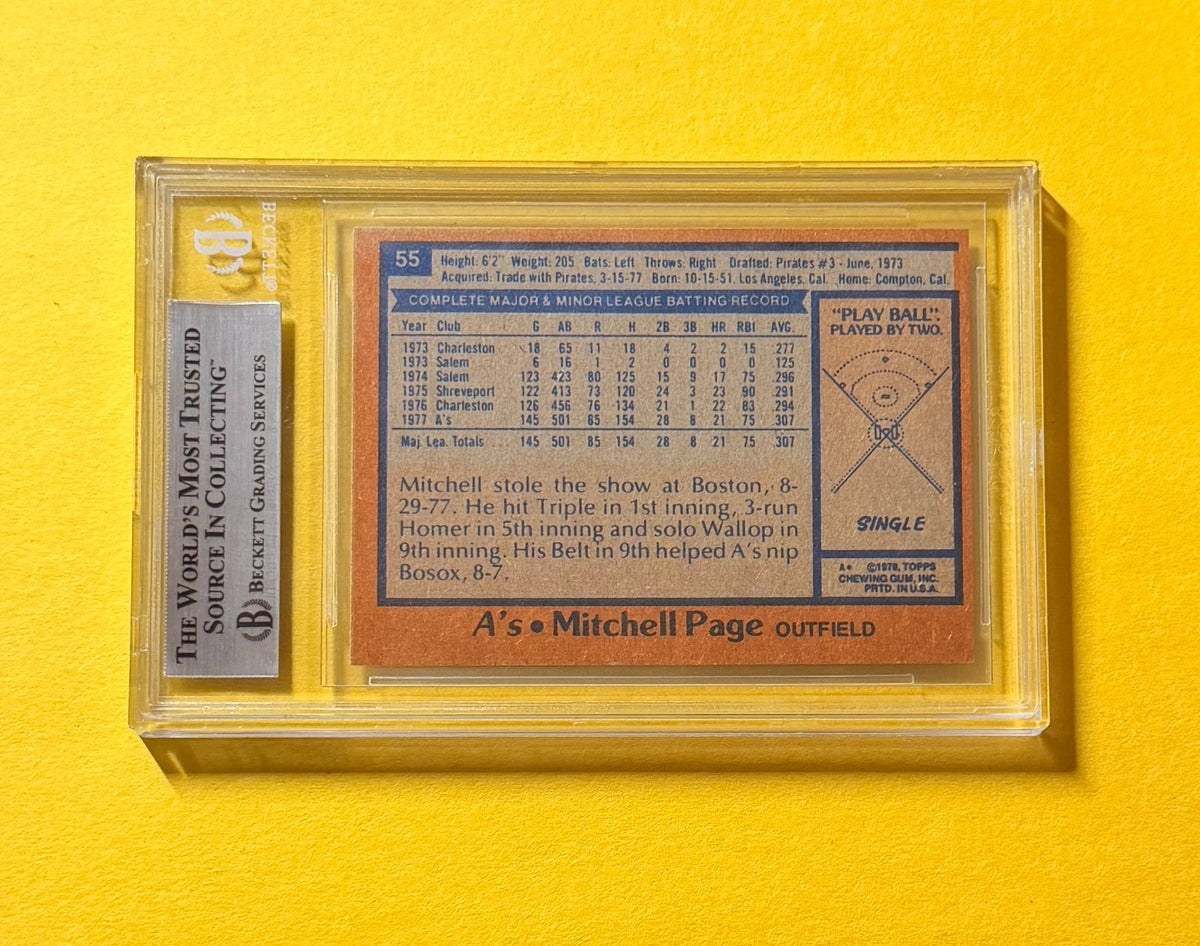 1976 TOPPS MITCHELL PAGE #55 SIGNED AUTO CARD BECKETT AUTHENTIC ATHLETICS