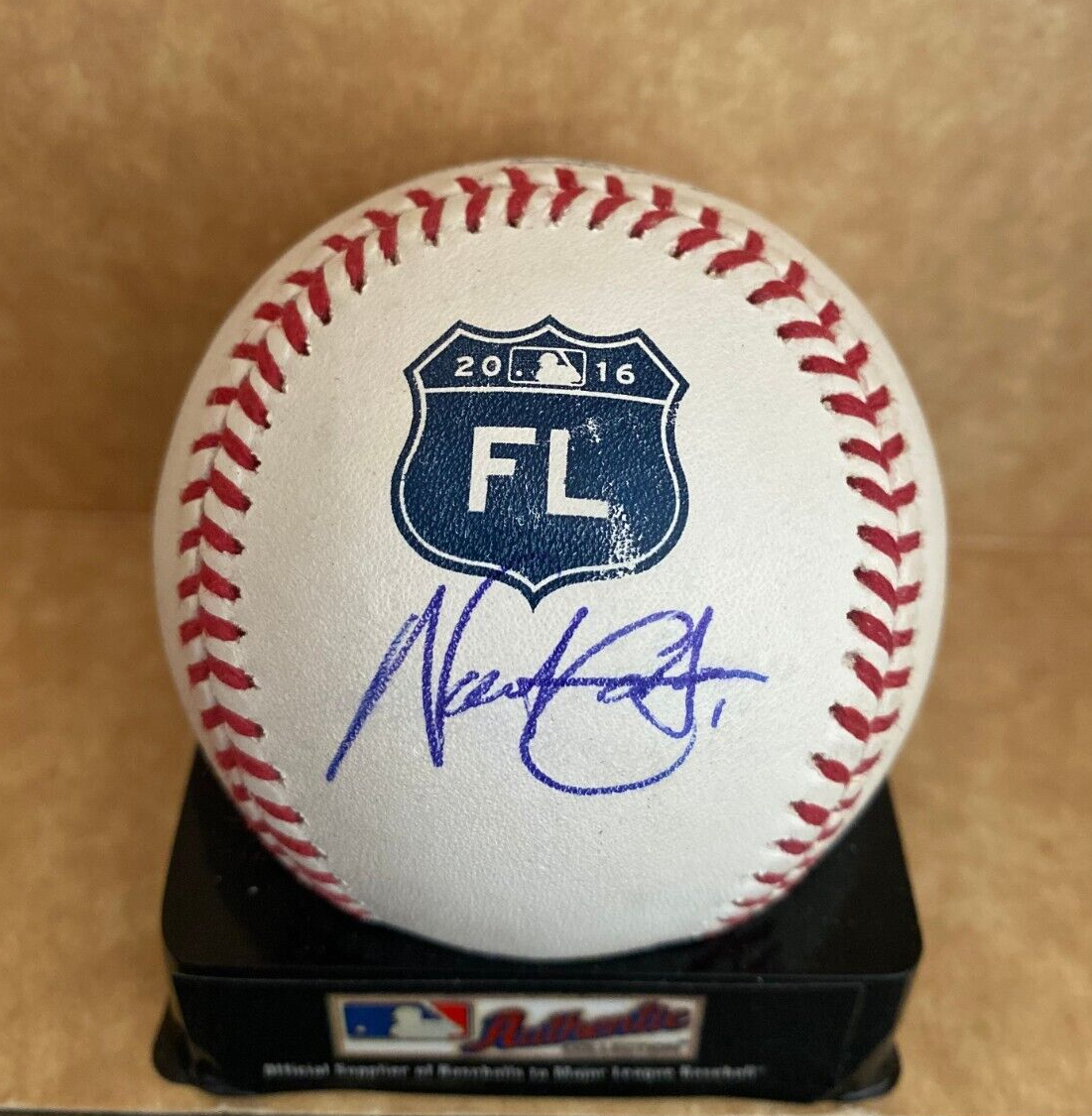 NATE EOVALDI RANGERS/RED SOX SIGNED 2016 SPRING TRAINING M.L. BASEBALL BECKETT