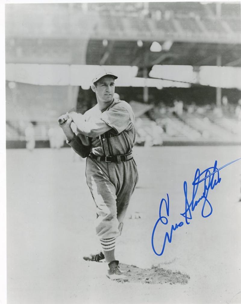 ENOS SLAUGHTER ST. LOUIS CARDINALS POSED SIGNED 8X10 PHOTO W/COA