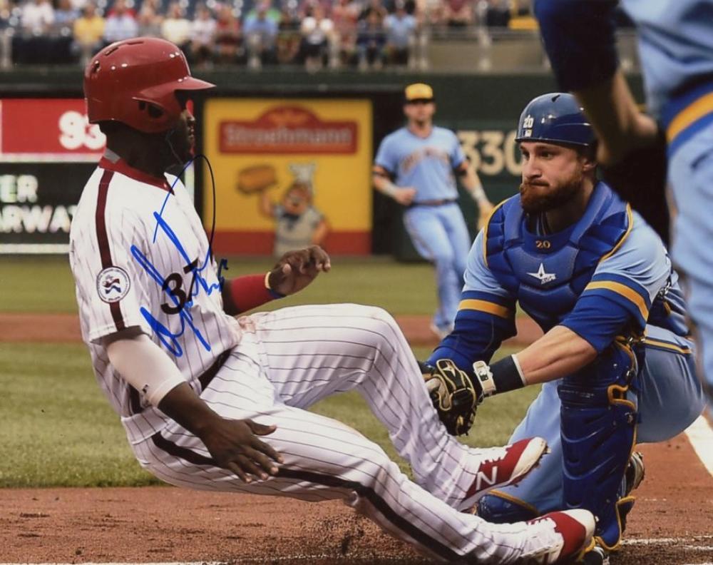 ODUBEL HERRERA PHILADELPHIA PHILLIES SIGNED AUTOGRAPHED SLIDING 8X10 PHOTO W/COA
