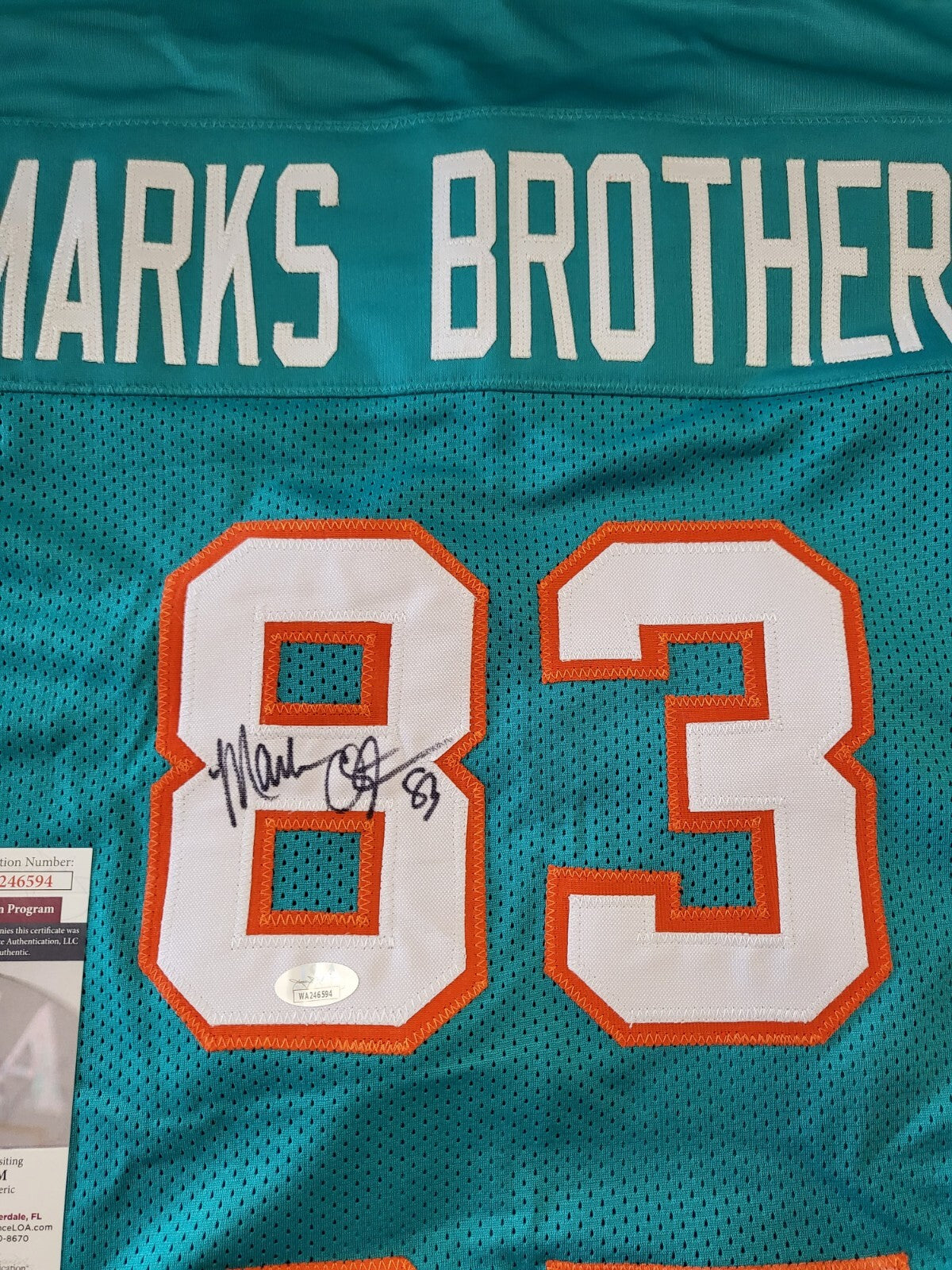 MARKS BROTHERS CLAYTON/DUPER DOLPHINS SIGNED AUTO XL JERSEY JSA COA AUTH *