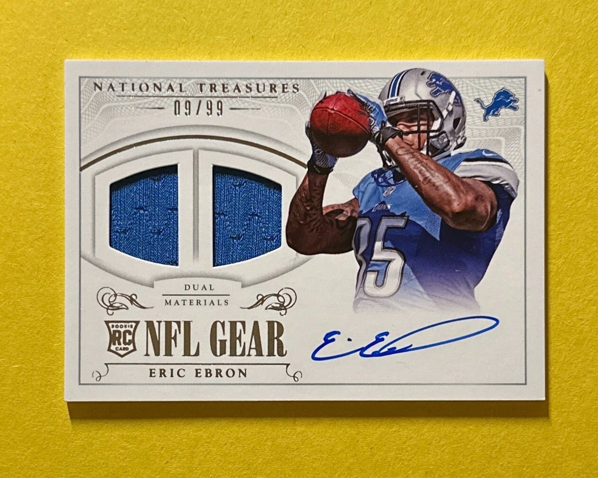 2014 PANINI NATIONAL TREASURES ERIC EBRON NFL GEAR ROOKIE PATCH AUTO #RGS-EE