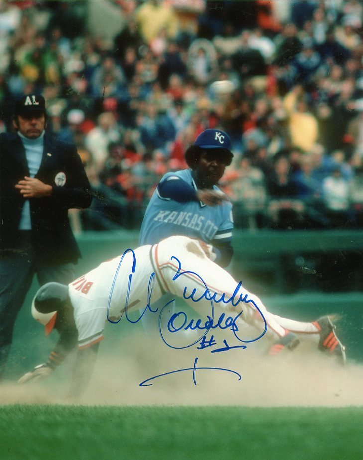 AL BUMBRY BALTIMORE ORIOLES VS ROYALS SIGNED AUTOGRAPHED 8X10 PHOTO
