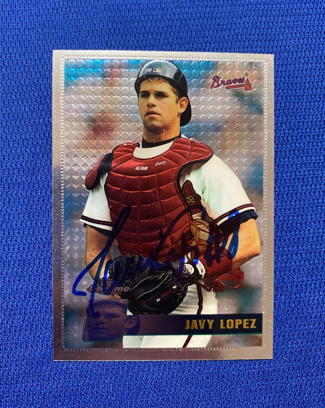 1996 TOPPS CHROME JAVY LOPEZ ATLANTA BRAVES SIGNED AUTOGRAPHED #149 CARD W/COA