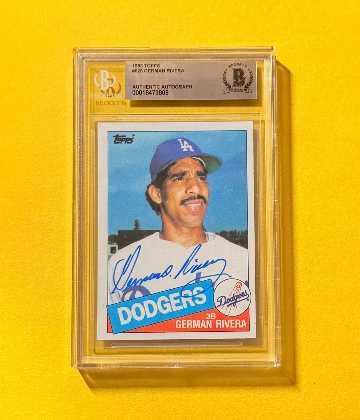 1985 TOPPS GERMAN RIVERA #626 SIGNED AUTO CARD BECKETT AUTHENTIC DODGERS