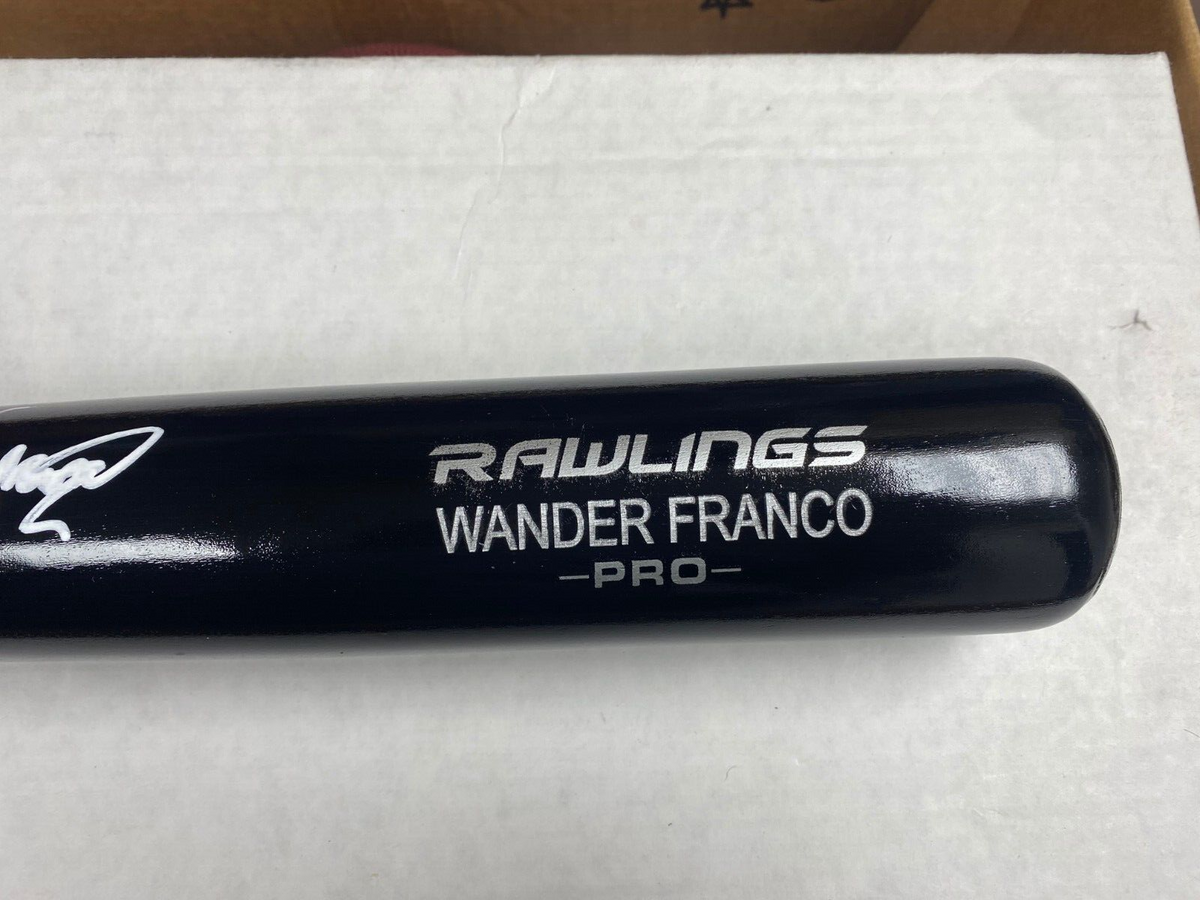 WANDER FRANCO TB RAYS SIGNED AUTOGRAPHED RAWLINGS ENGRAVED BLACK BAT BECKETT *