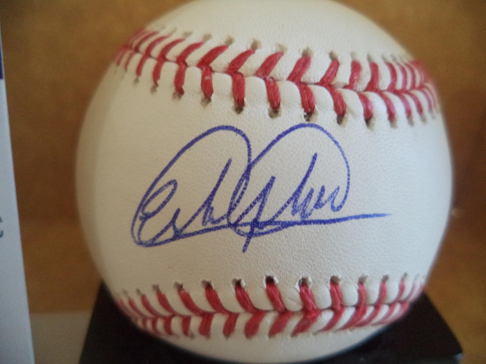 ESTEVAN FLORIAL NEW YORK YANKEES SIGNED AUTOGRAPHED M.L. BASEBALL JSA #U42979
