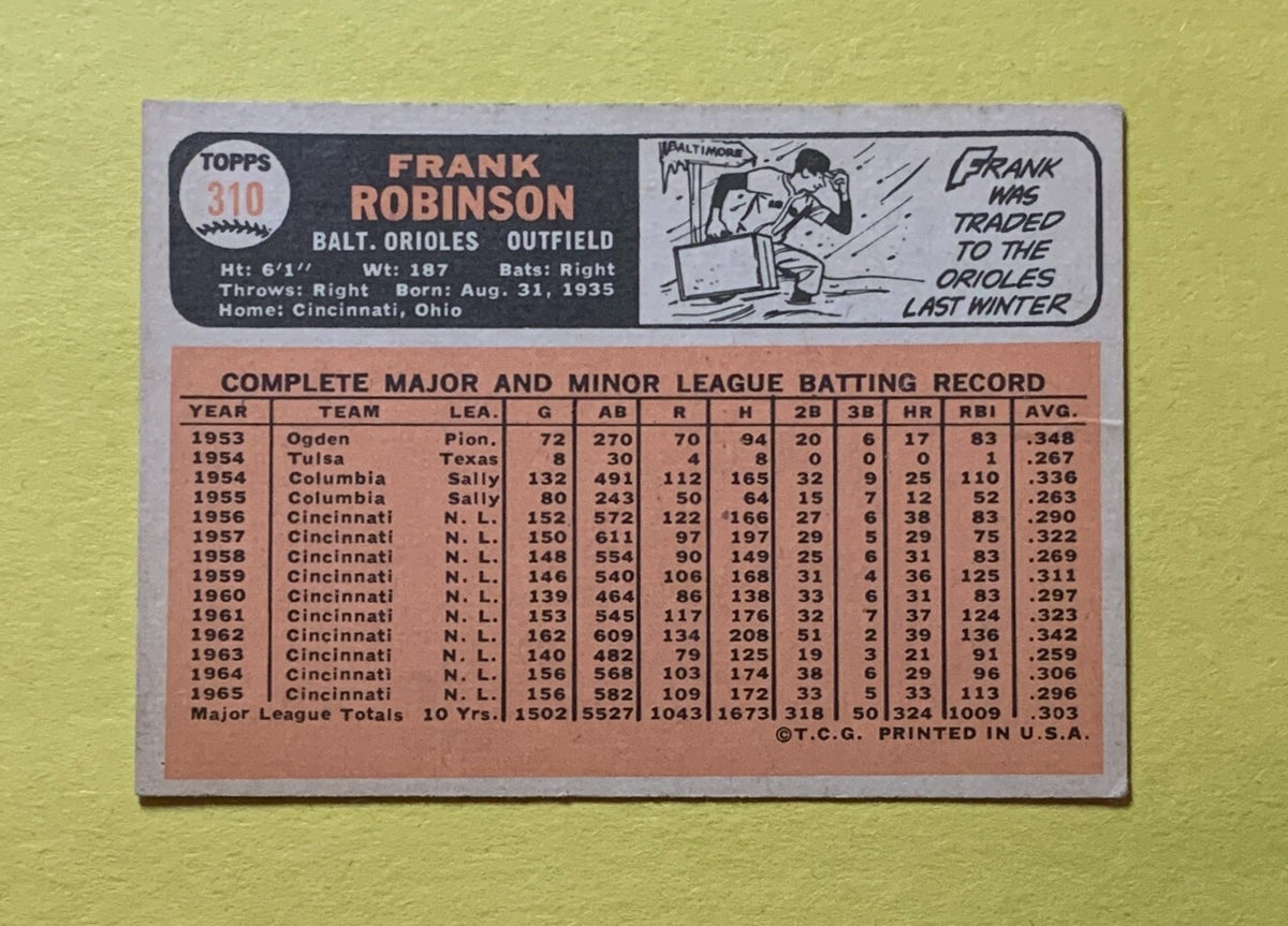 1966 TOPPS FRANK ROBINSON #310 ORIOLES HOF