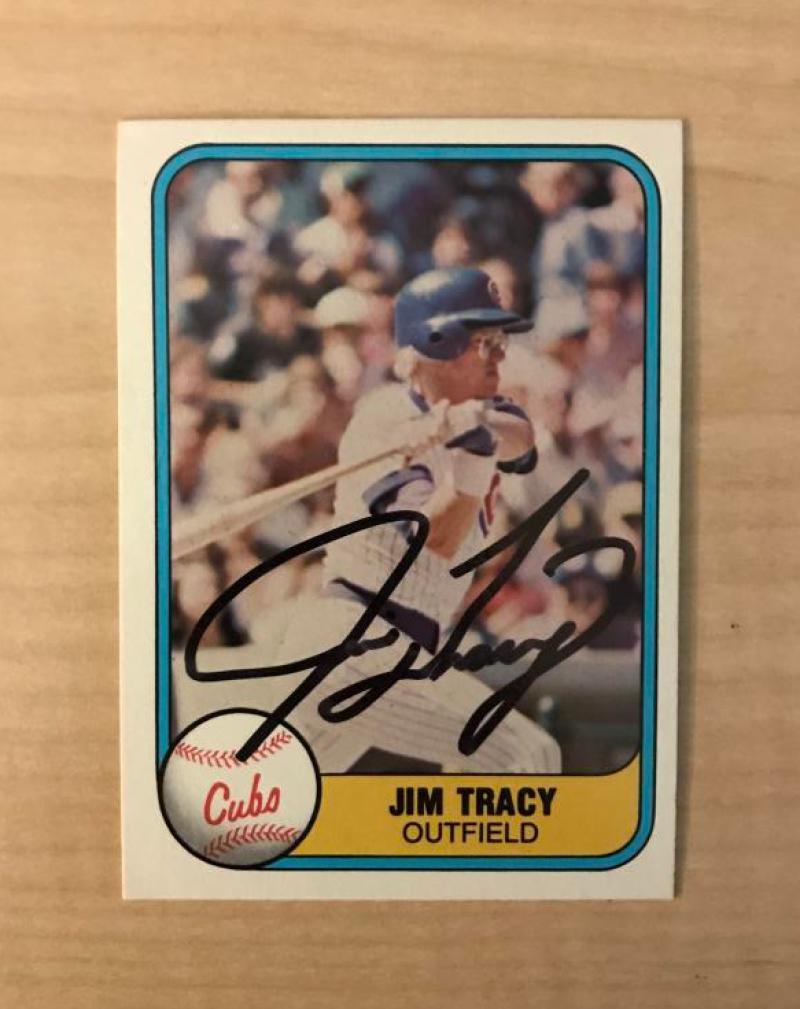 JIM TRACY CHICAGO CUBS SIGNED AUTOGRAPHED 1981 FLEER CARD #308 W/COA