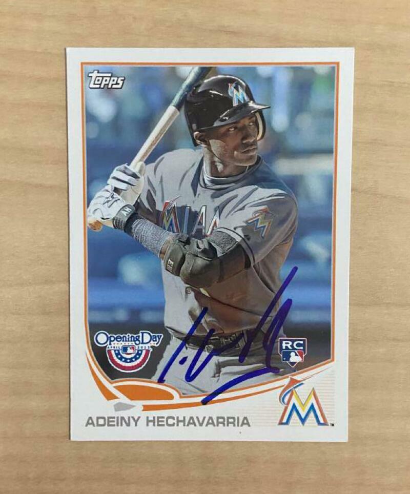 ADEINY HECHAVARRIA MIAMI MARLINS SIGNED AUTOGRAPHED 2013 TOPPS CARD #101 W/COA