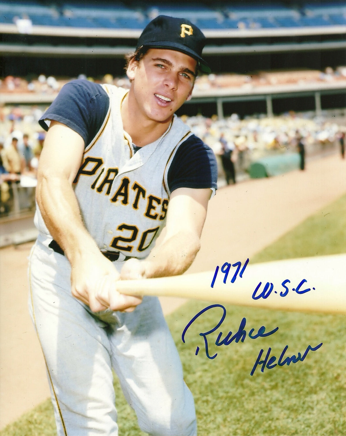 RICHIE HEBNER PITTSBURGH PIRATES SIGNED AUTOGRAPHED 8x10 PHOTO W/COA 1971 W.S.C.