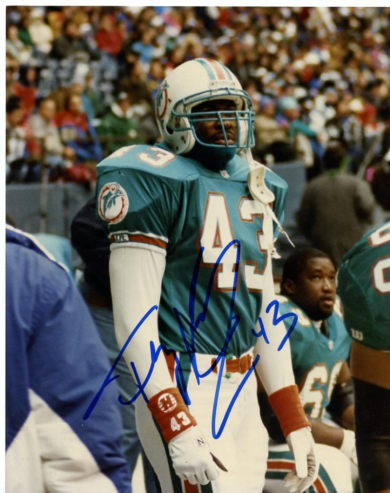 TERRY KIRBY MIAMI DOLPHINS SIGNED AUTOGRAPHED SIDELINES 8X10 PHOTO W/COA