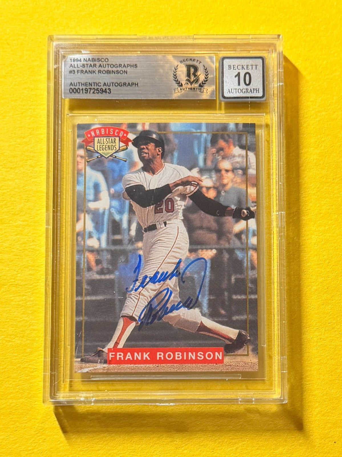 1994 NABISCO ALL-STAR AUTOS FRANK ROBINSON #3 SIGNED AUTO CARD BECKETT 10 AUTH