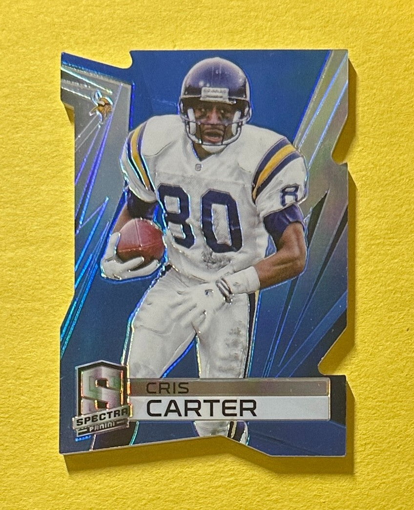 2014 PANINI SPECTRA CRIS CARTER BLUE DIE CUT /25 #79 VIKINGS HOF