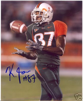 KHALIL JONES MIAMI HURRICANES SIGNED 8X10 PHOTO W/COA