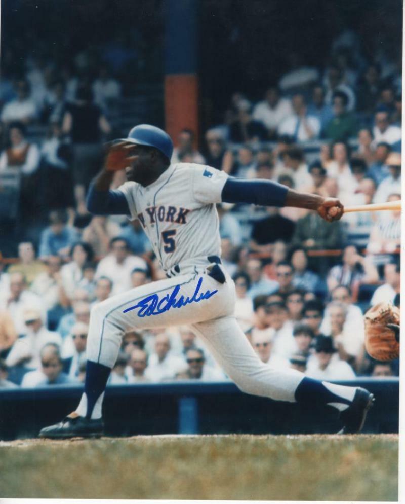 ED CHARLES NEW YORK METS SIGNED AUTOGRAPHED 8X10 W/ COA