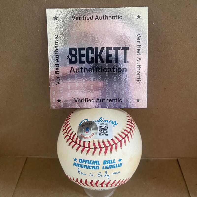 BOB FELLERHOF 62 SIGNED AUTOGRAPHED A.L. BASEBALL BECKETT AUTH