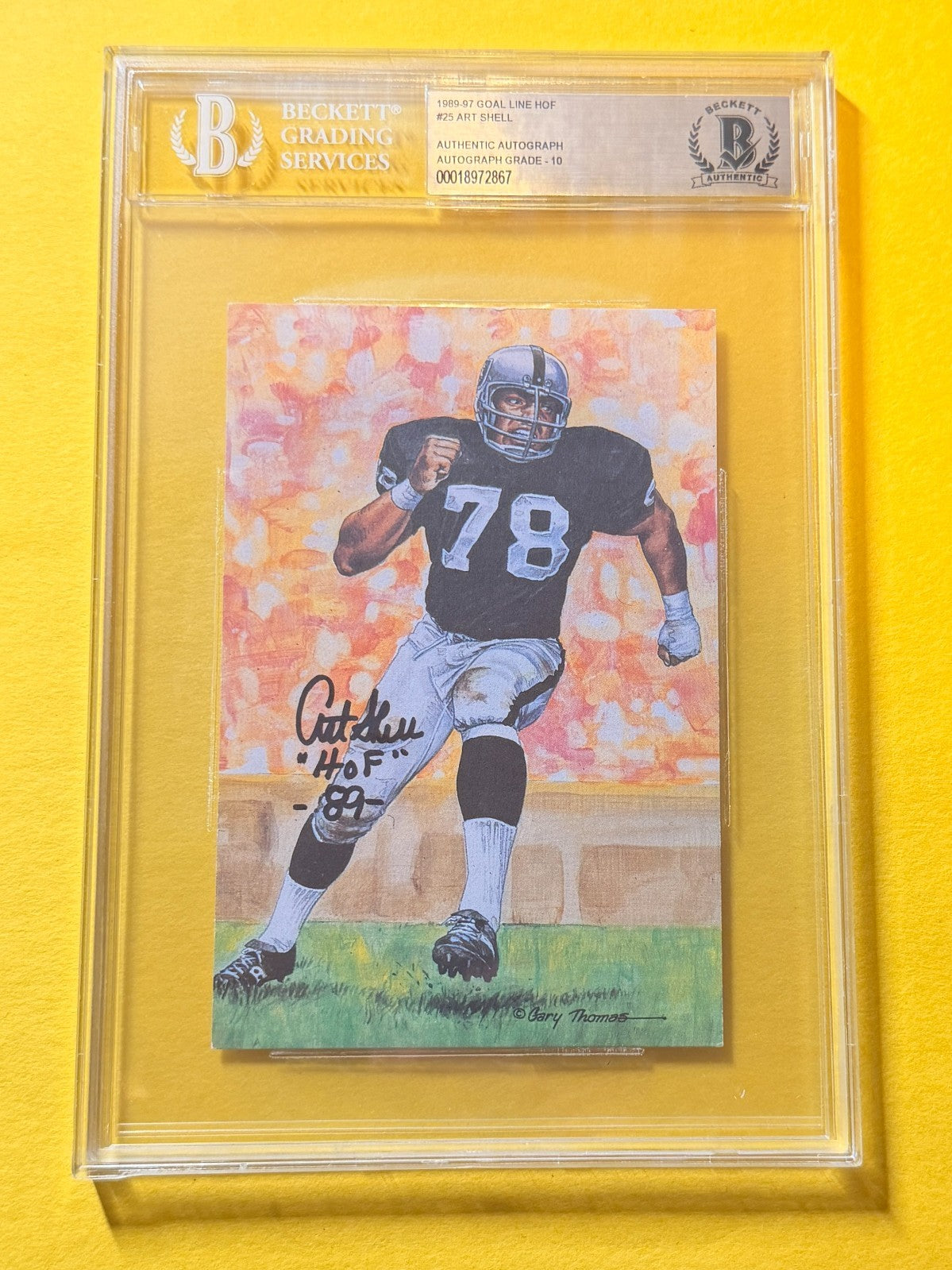 1989 GOAL LINE HOF ART SHELL #25 SIGNED ART BECKETT AUTHENTIC 10 "HOF 89"