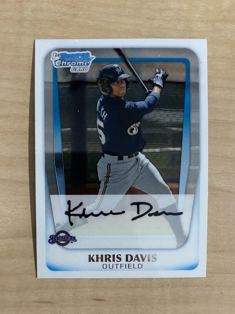 KHRIS DAVIS MILWAUKEE BREWERS 2011 BOWMAN CHROME ROOKIE CARD #BCP163