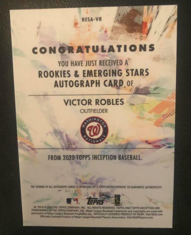 2020 TOPPS INCEPTION VICTOR ROBLES RED PARALLEL WASHINGTON NATIONALS AUTOGRAPH
