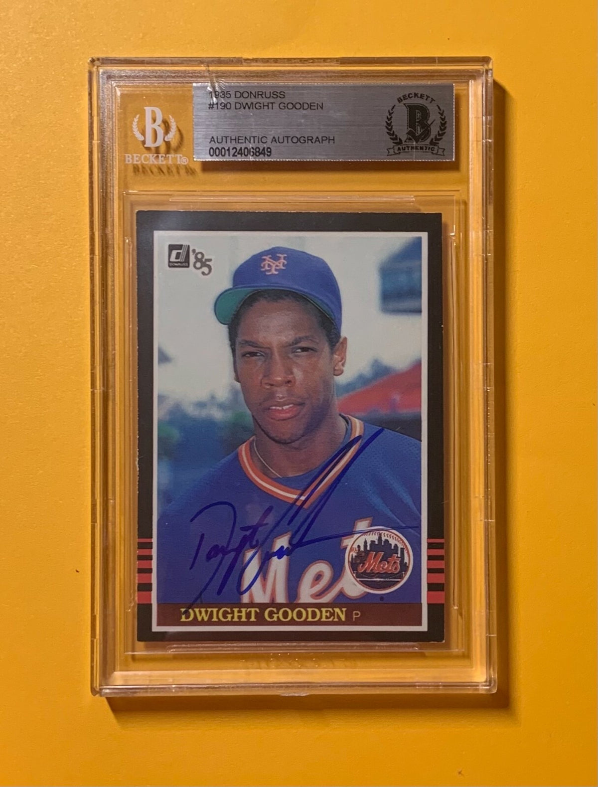 1985 DONRUSS DWIGHT "DOC" GOODEN #190 AUTHENTIC AUTOGRAPH BECKETT CERTIFIED METS
