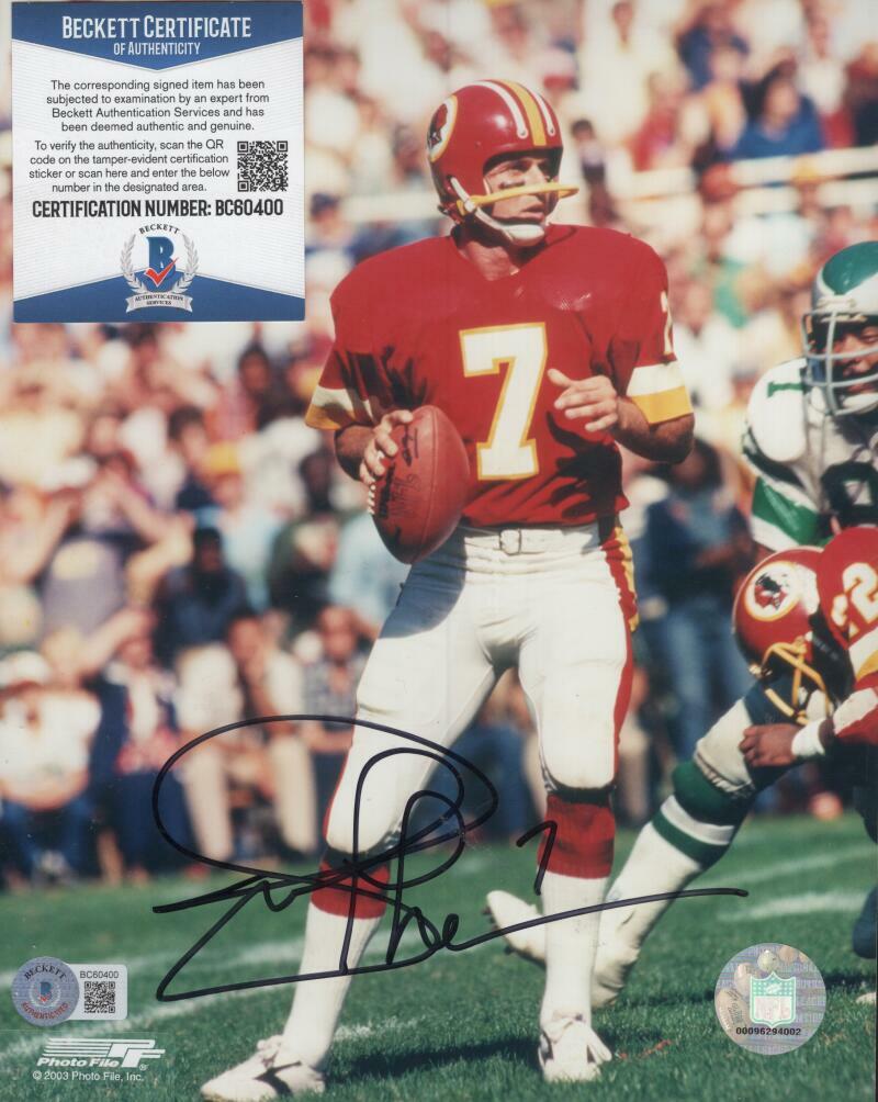 JOE THEISMANN WASHINGTON REDSKINS SIGNED AUTOGRAPHED 8X10 PHOTO BECKETT BC60400