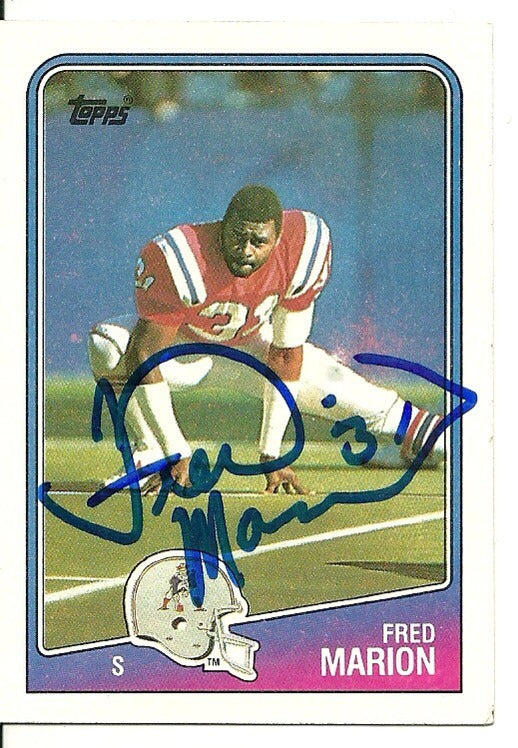 FRED MARION NEW ENGLAND PATRIOTS SIGNED AUTOGRAPHED 1988 TOPPS CARD #188 W/COA