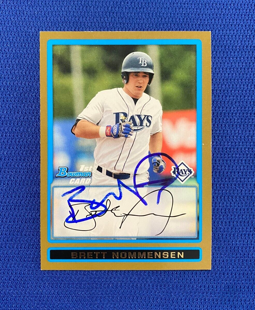 2009 BOWMAN DP BRETT NOMMENSEN TB RAYS AUTO SIGNED GOLD RC CARD #BDPP63 W/COA