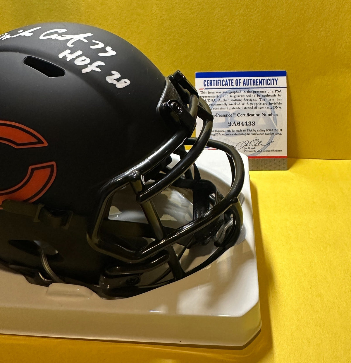 JIM COVERT CHICAGO BEARS SIGNED AUTOGRAPHED NAVY ECLIPSE MINI HELMET PSA "HOF 20