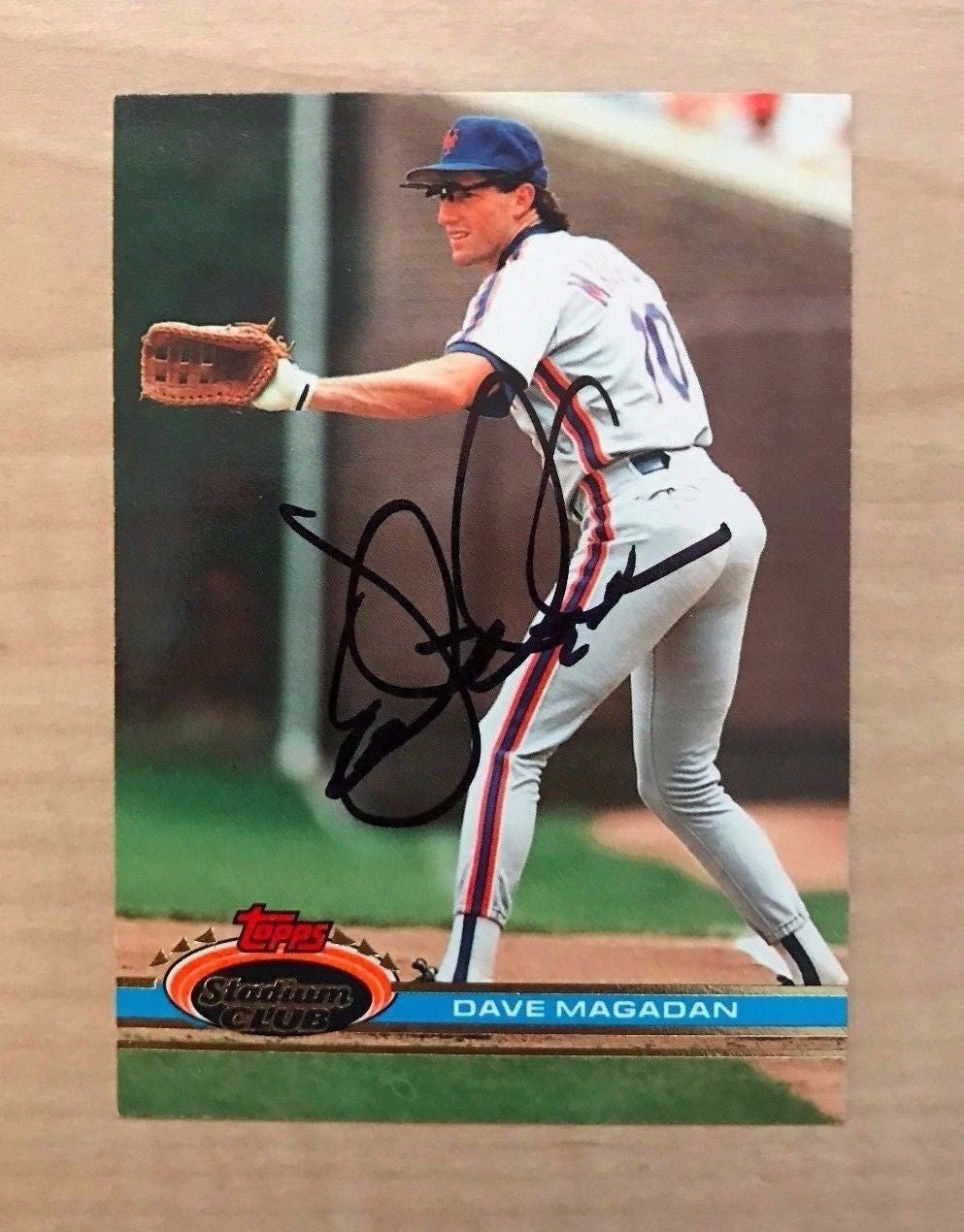 DAVE MAGADAN NEW YORK METS SIGNED AUTOGRAPHED 1991 STADIUM CLUB CARD #210 W/COA