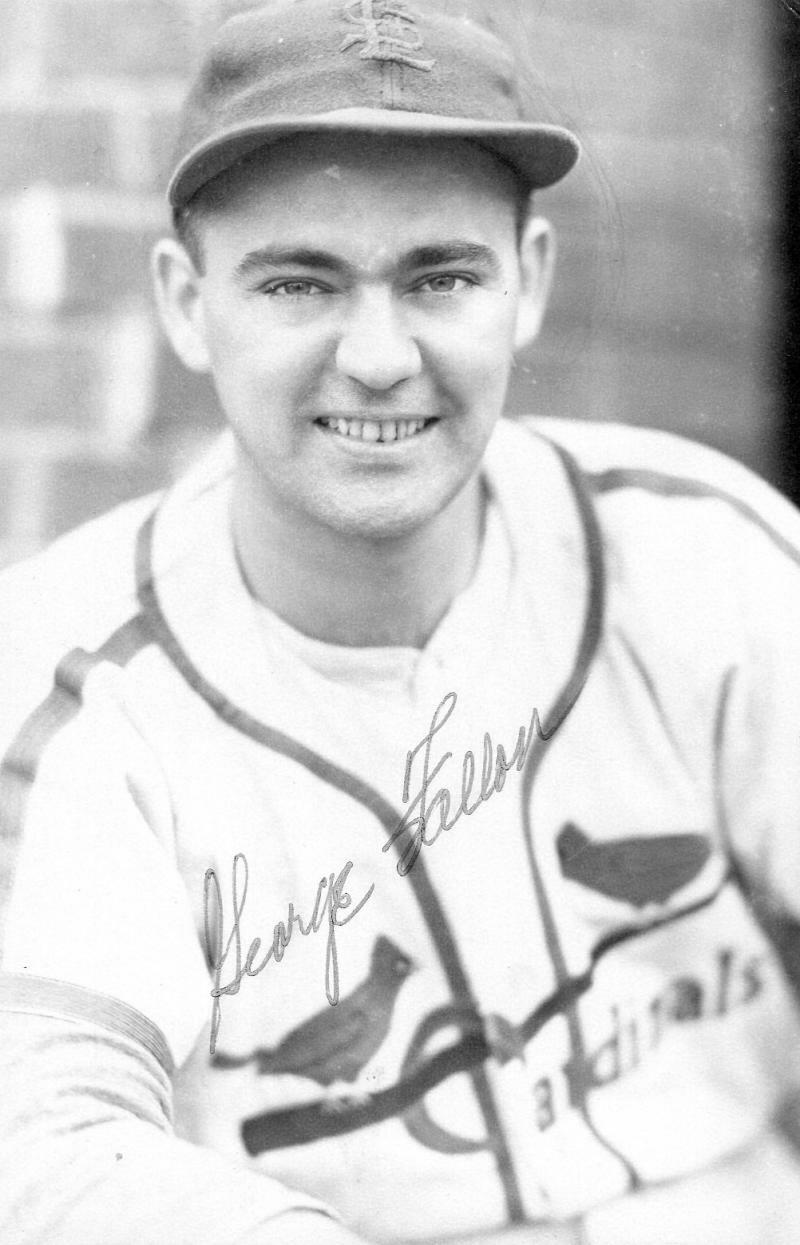 GEORGE FALLON ST. LOUIS CARDINALS DEBUT 1937 SIGNED 3X5 POSTCARD W/COA