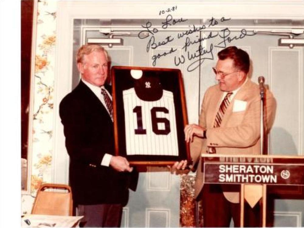 WHITEY FORD YANKEES CEREMONY SIGNED AUTOGRAPHED 8x10 PHOTO W/COA