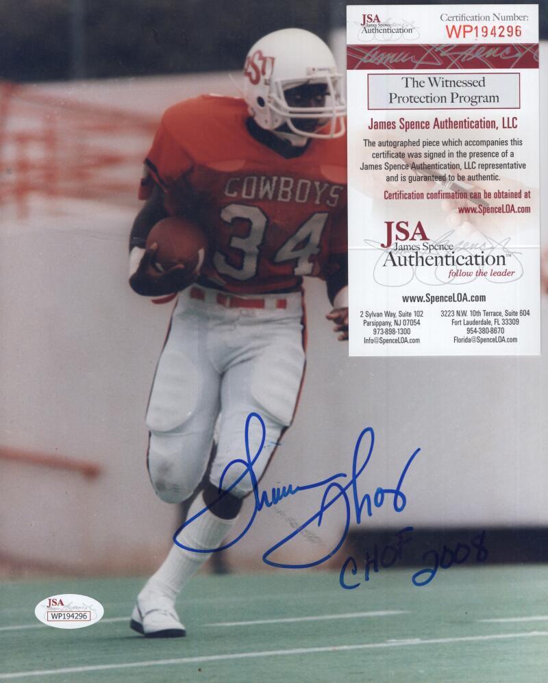 THURMAN THOMAS OKLAHOMA STATE CHOF SIGNED 8X10 PHOTO JSA WP194296