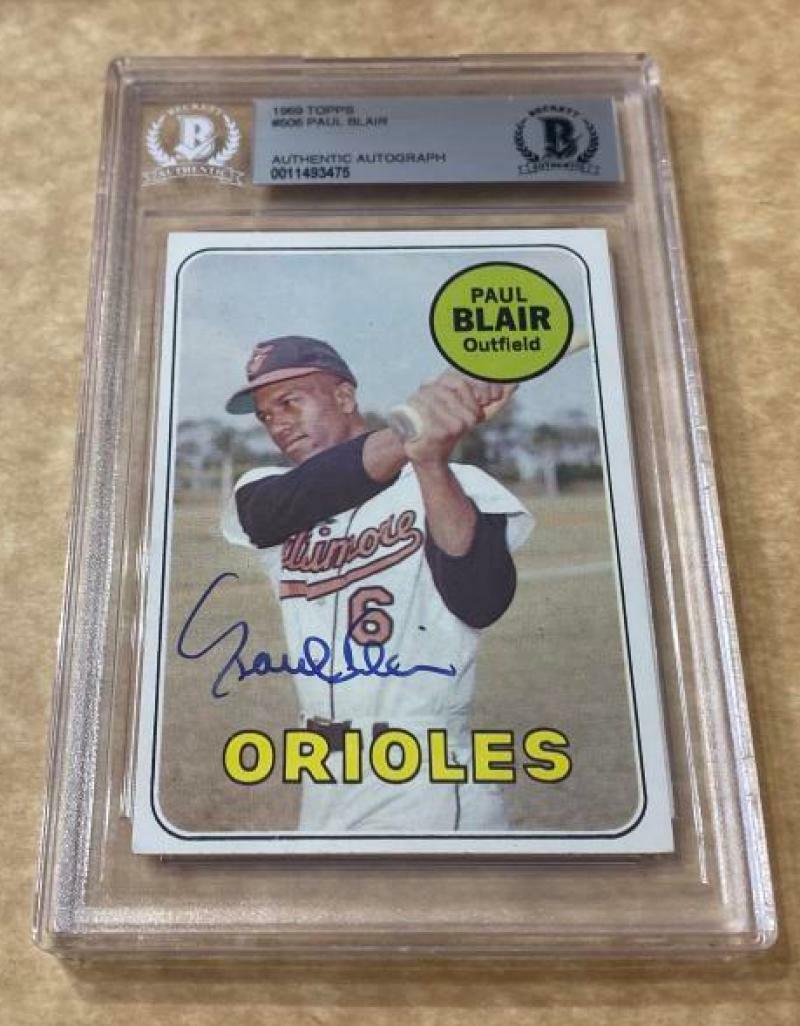 1969 TOPPS PAUL PLAIR ORIOLES DECEASED SIGNED CARD BECKETT AUTHENTIC AUTOGRAPHED