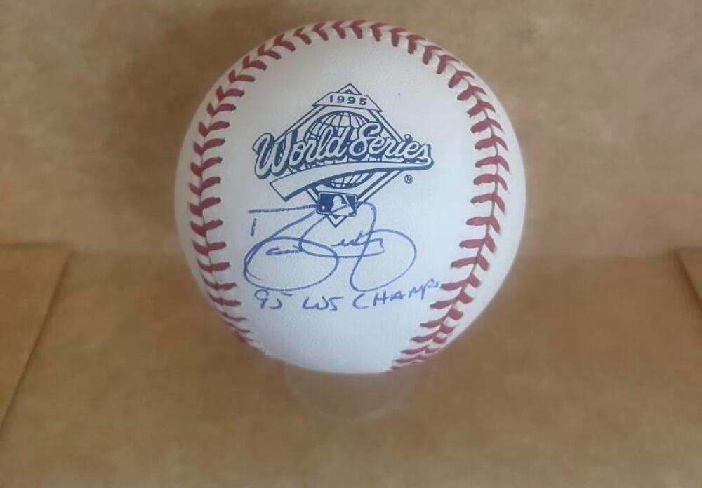 DAVE JUSTICE BRAVES 95 WS CHAMPS SIGNED 1995 WS BASEBALL JSA AUTH