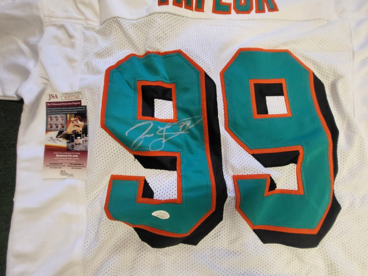 JASON TAYLOR #99 MIAMI DOLPHINS SIGNED AUTOGRAPHED WHITE JERSEY JSA COA