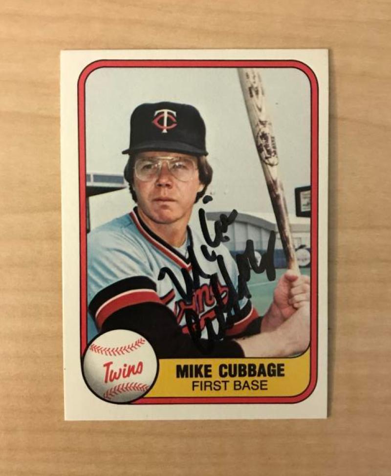 MIKE CUBBAGE MINNESOTA TWINS SIGNED AUTOGRAPHED 1981 FLEER CARD #566 W/COA