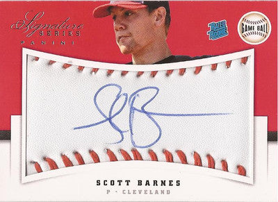 SCOTT BARNES CLEVELAND INDIANS 2012 PANINI GAME BALL AUTOGRAPHED BALL CARD /299