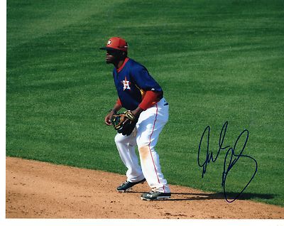 DELINO DESHIELDS JR ACTION HOUSTON ASTROS SIGNED AUTOGRAPHED 8X10 PHOTO