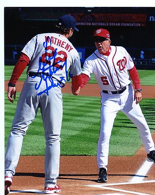 MIKE MATHENY W/ DAVEY JOHNSON ST. LOUIS CARDINALS SIGNED 8X10